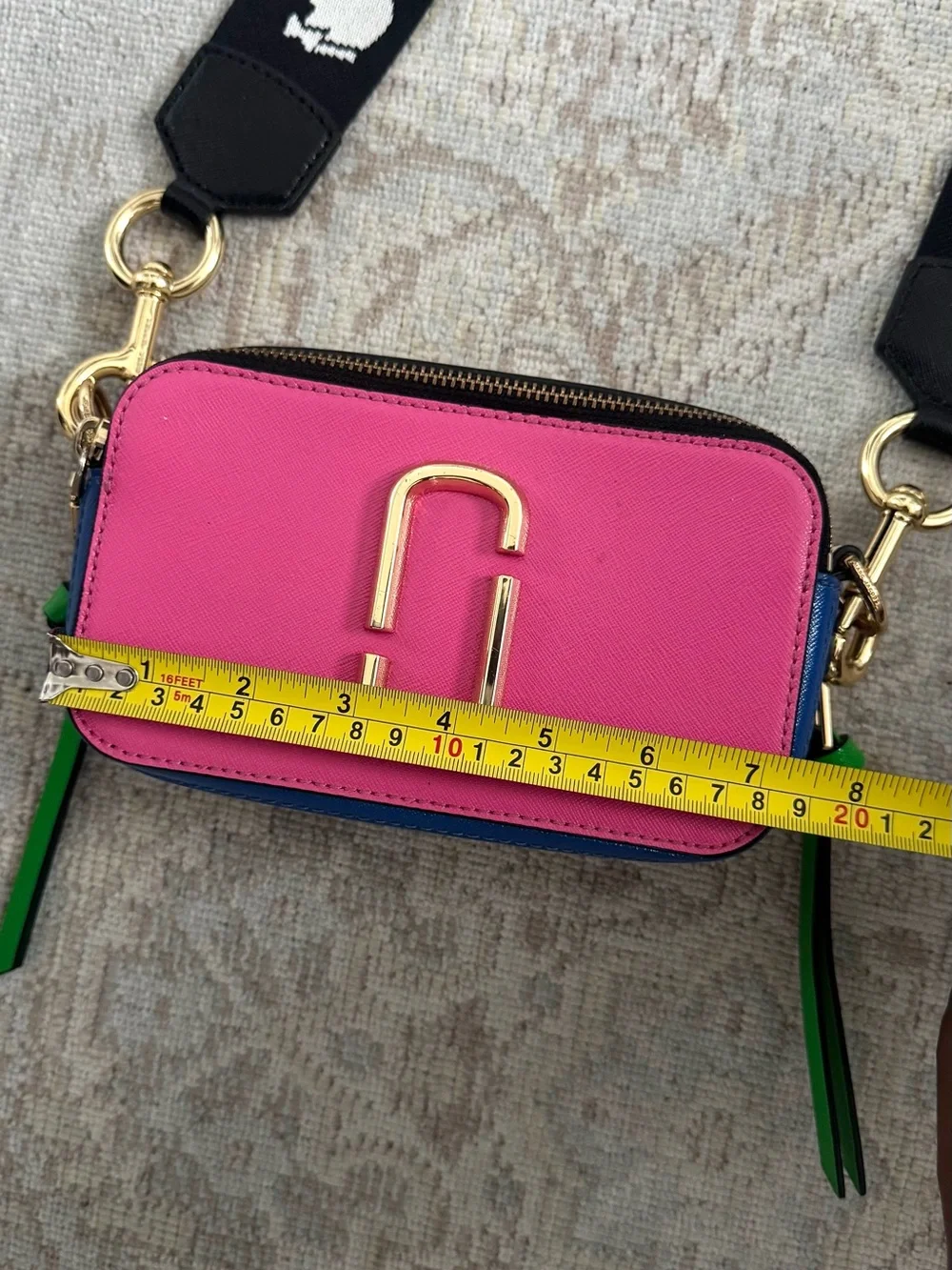 RARE Marc Jacobs Pink and Green Snapshot Camera Bag with Playboy Strap